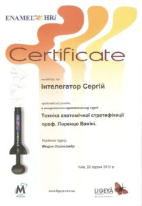 Интелегатор Сергей Витальевич сертификат 2